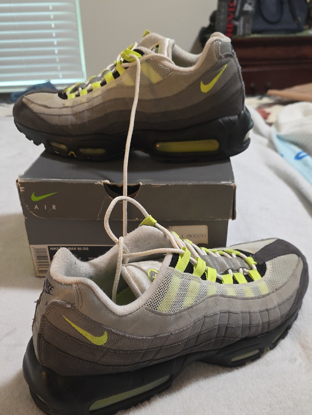 Nike Grey & Neon Yellow Air Max 95 Sneakers